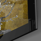 Gold Badem Çiçekleri Cam Tablo.