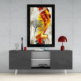 Kırmızı Altın Geyik Cam Tablo.