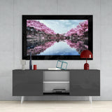 Sakura Ağaçları Cam Tablo.