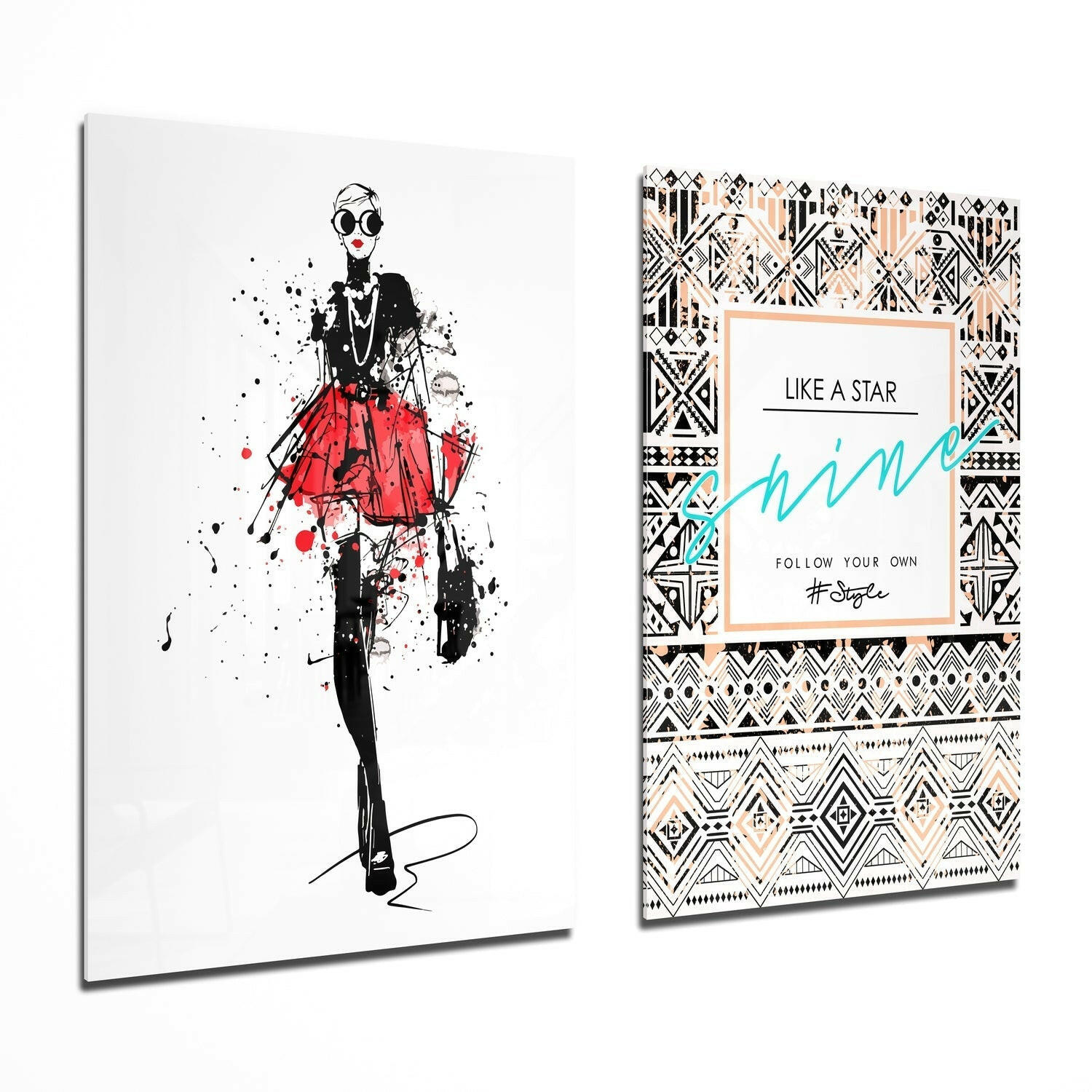 Küçük Şeylerden Zevk Al 2 Parçalı Kombin Cam Tablo.