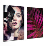 Patchwork Kadınlar 2 Parçalı Kombin Cam Tablo.