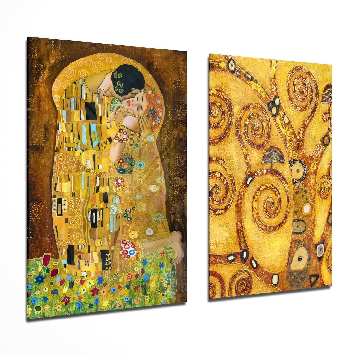 Klimt 2 Parçalı Kombin Cam Tablo.