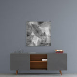 Siyah-Beyaz Yapraklar Cam Tablo.