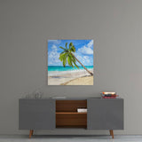 Palmiye Ağacı Cam Tablo.