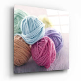 Renkli Yumaklar Cam Tablo.