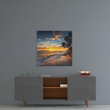 Palmiye Ağaçları Cam Tablo.