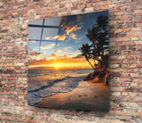 Palmiye Ağaçları Cam Tablo.