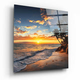 Palmiye Ağaçları Cam Tablo.