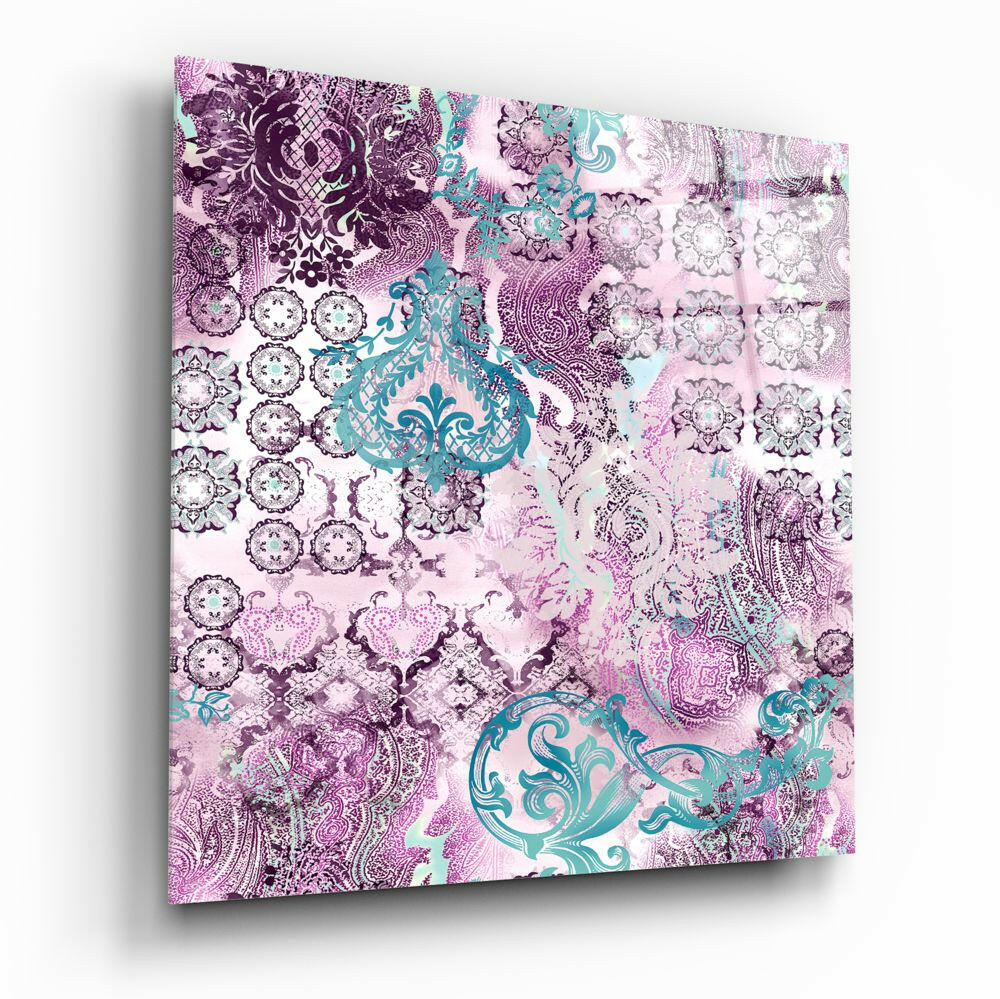 Mor Damask Cam Tablo.