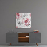 Pembe Gül Cam Tablo.