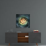 Uzay Sarı Sonsuzluk Cam Tablo.