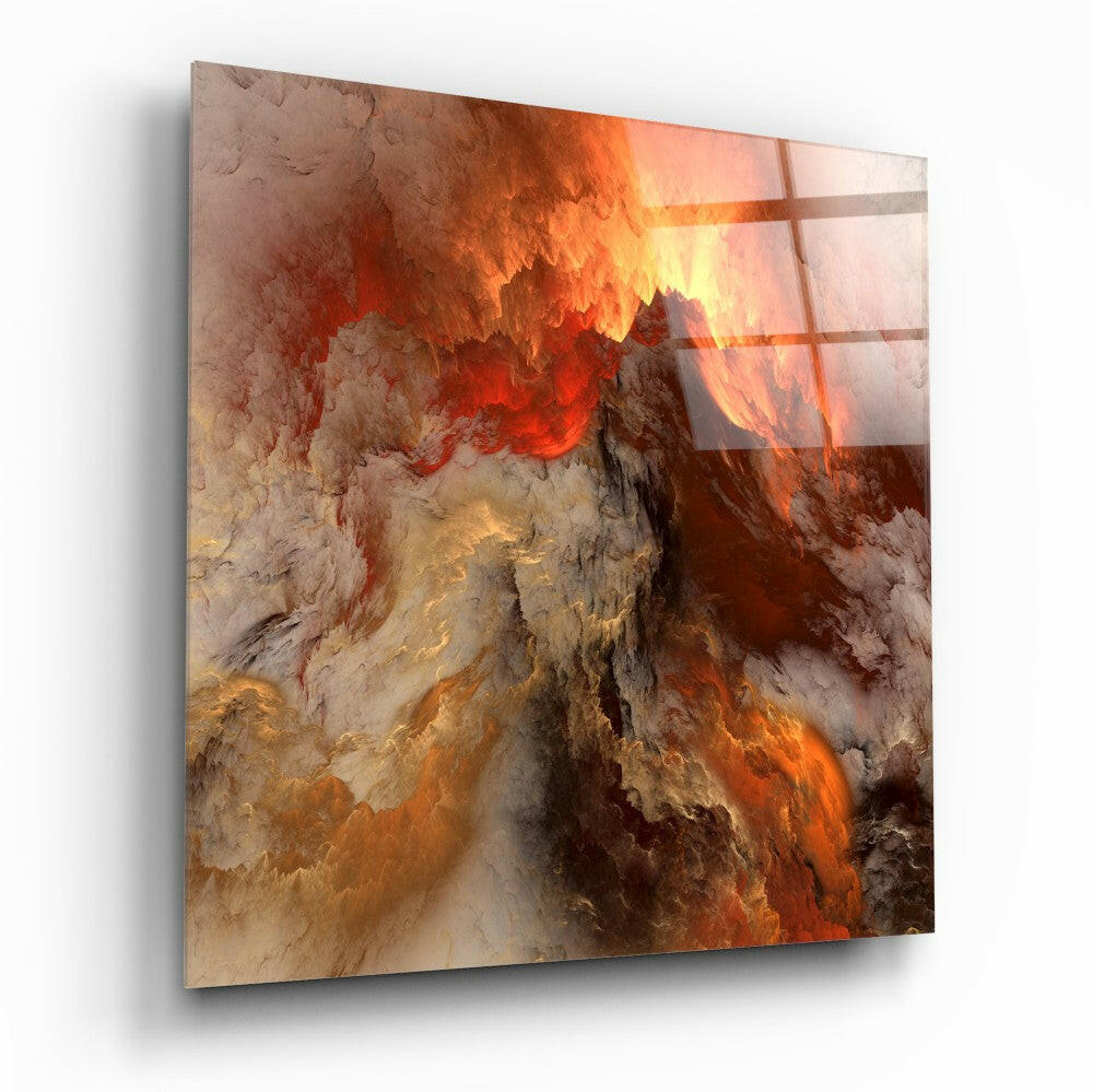 Altın Kaos Soyut Cam Tablo.