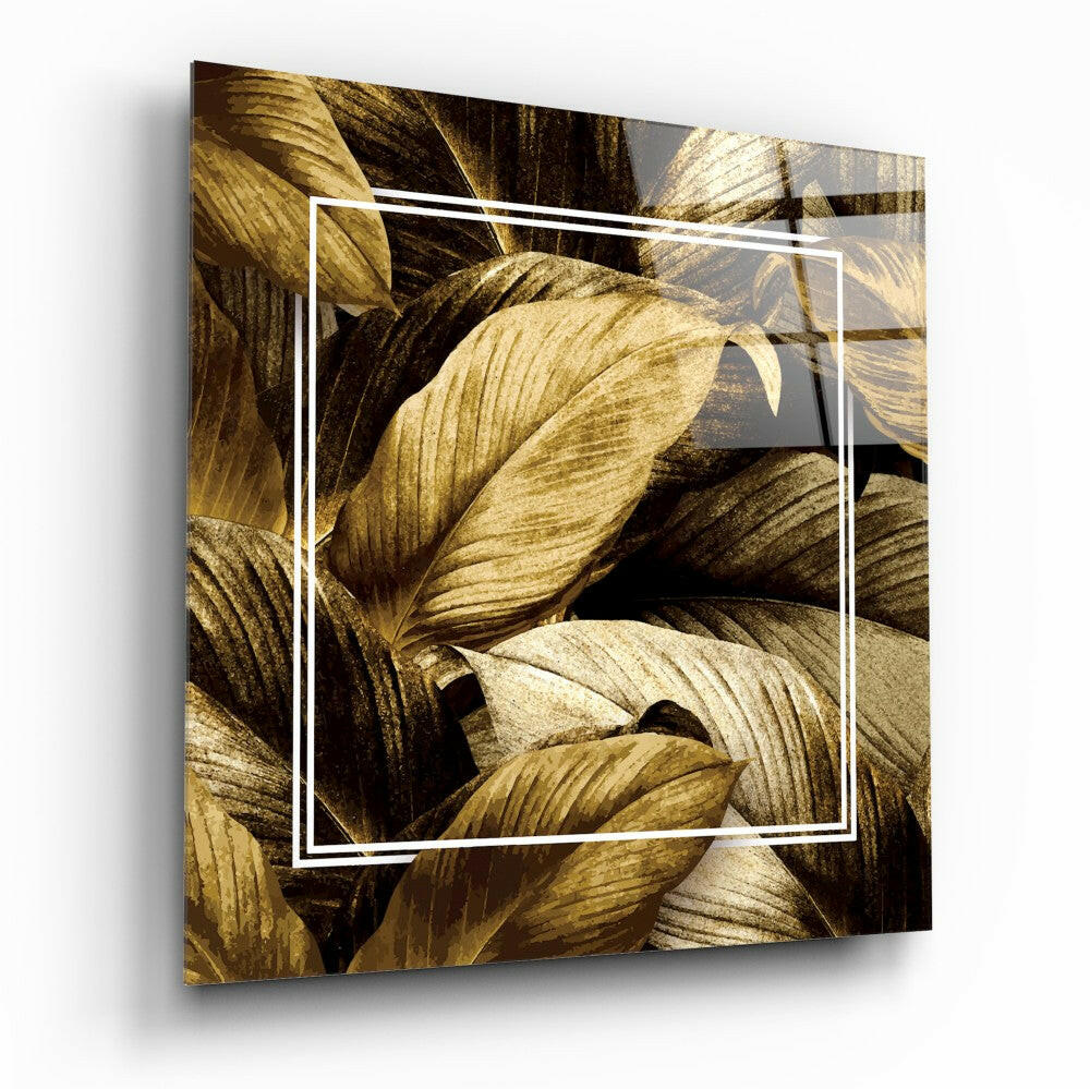 Altın Yaprak Cam Tablo.