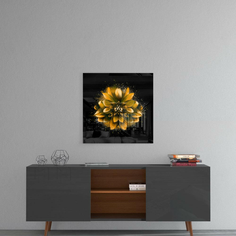 Sarı Lotus Cam Tablo.
