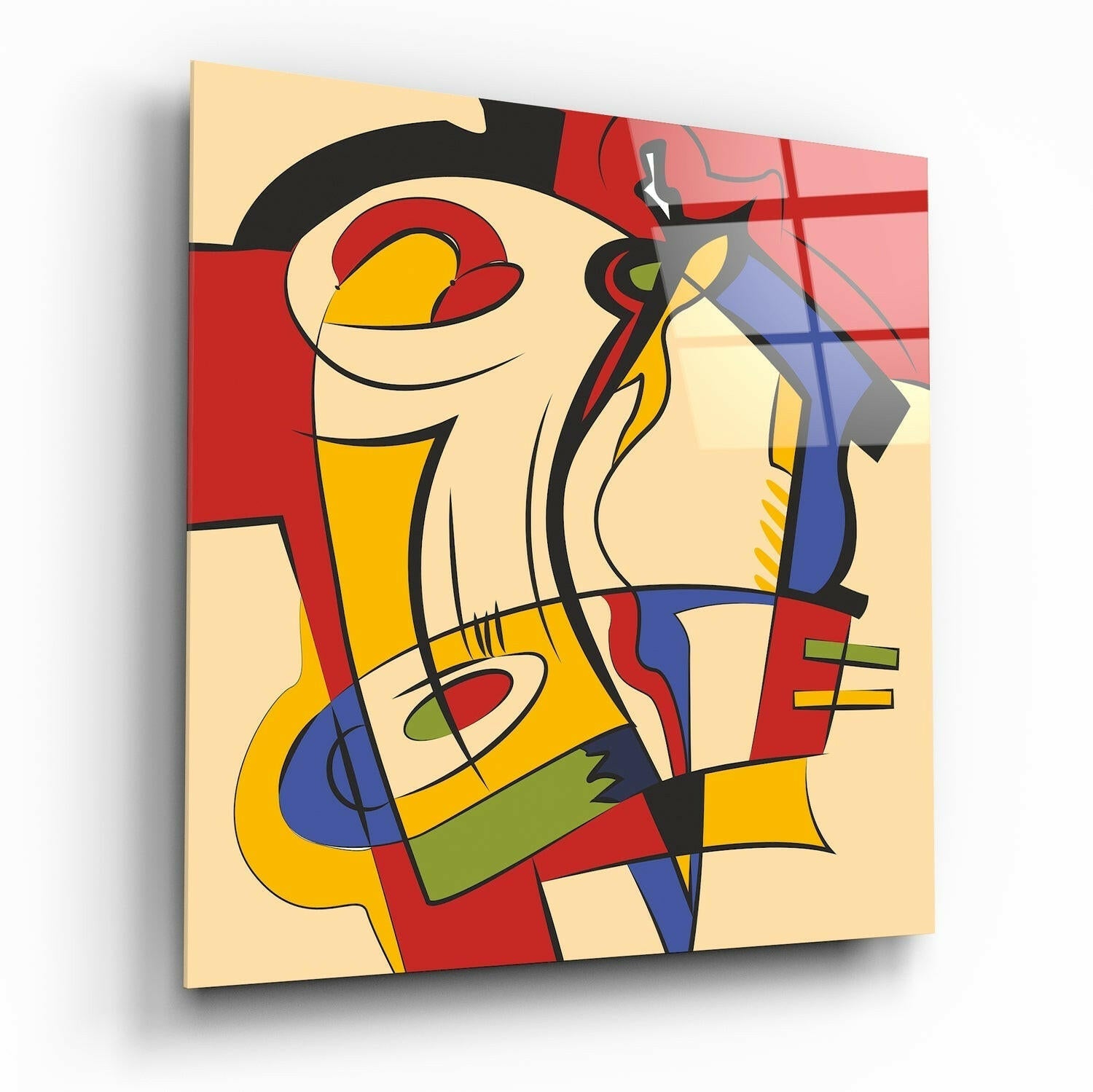 Soyut Çizgiler Cam Tablo.