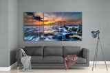 Sahilde Günbatımı Mega Cam Tablo.
