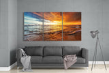 Sahilde Günbatımı Mega Cam Tablo.