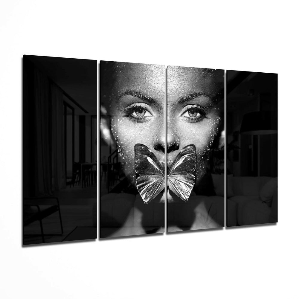 Kelebek Kadınları 4 Parça Mega Cam Tablo | 150x92 cm.