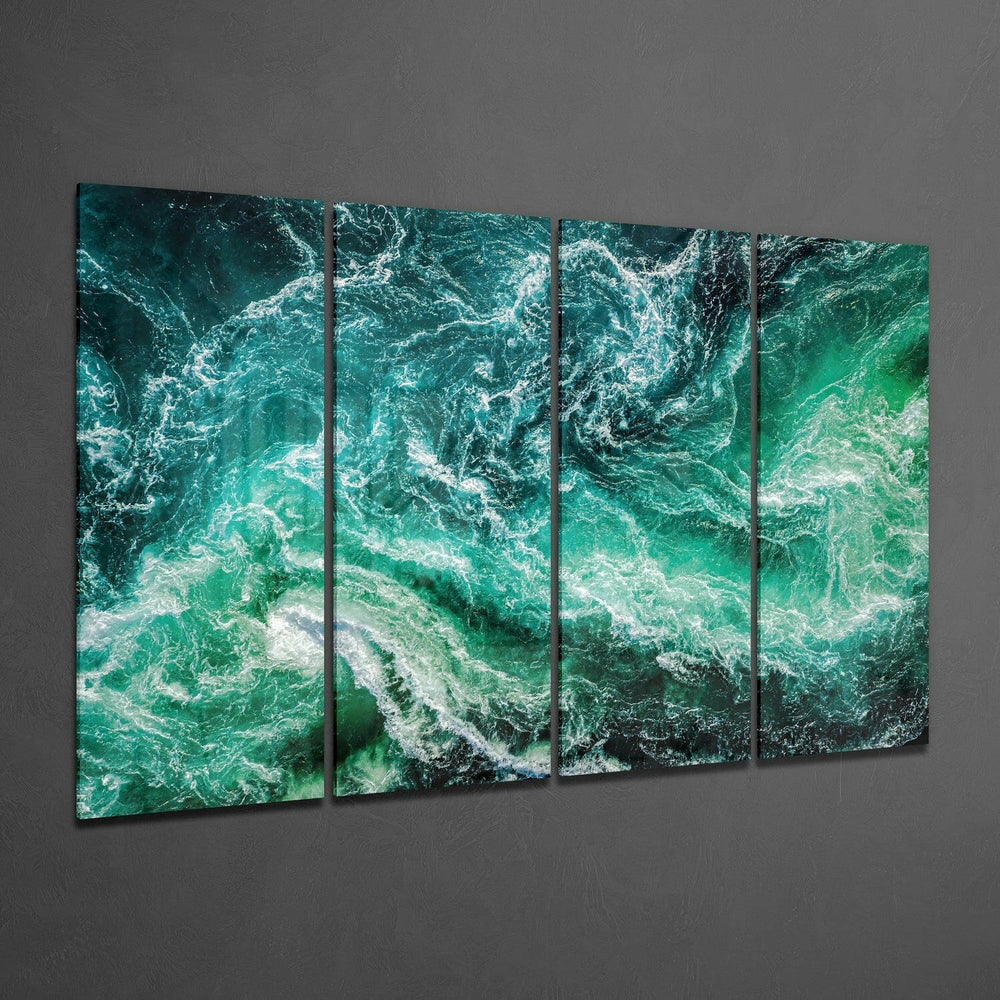 Dalgalar 4 Parça Mega Cam Tablo | 150x92 cm.