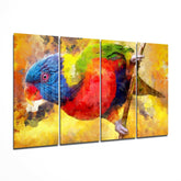 Papağan 4 Parça Mega Cam Tablo | 150x92 cm.