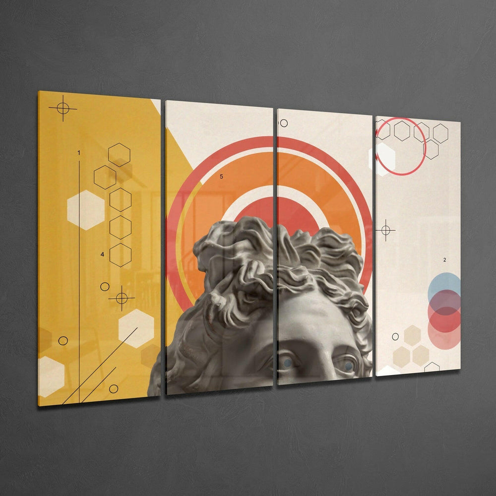 Heykelin Düşünceleri 4 Parça Mega Cam Tablo | 150x92 cm.