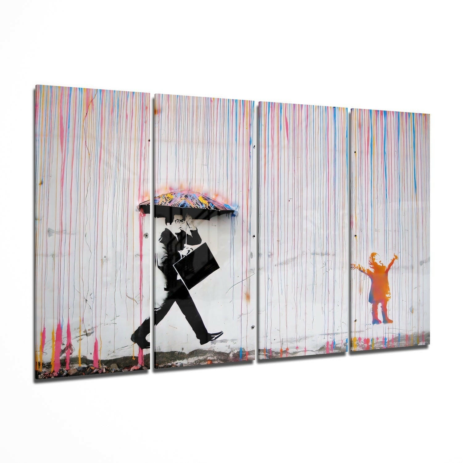 Banksy 4 Parça Mega Cam Tablo | 150x92 cm.