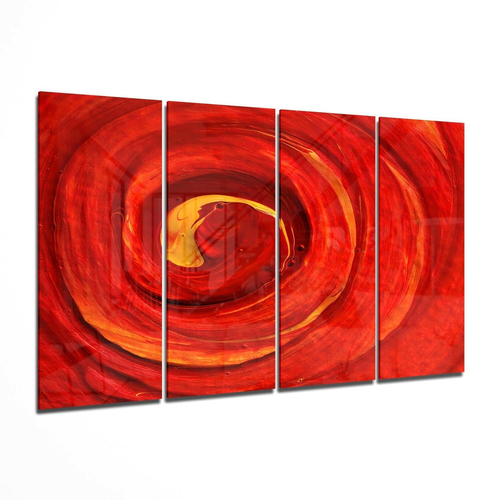 Kırmızı Girdap 4 Parça Mega Cam Tablo | 150x92 cm.