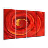 Kırmızı Girdap 4 Parça Mega Cam Tablo | 150x92 cm.