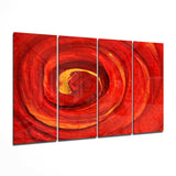 Kırmızı Girdap 4 Parça Mega Cam Tablo | 150x92 cm.