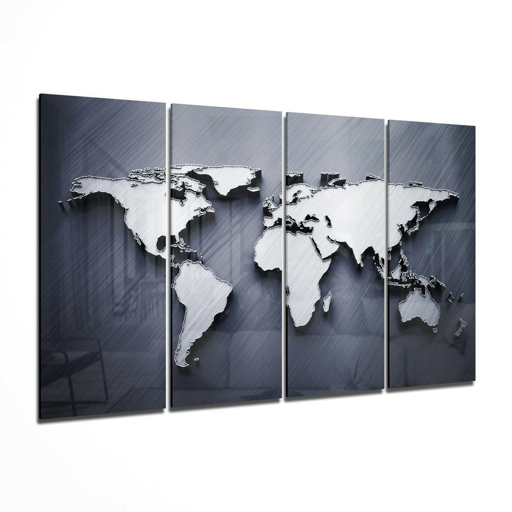 Dünya Haritası 4 Parça Mega Cam Tablo | 150x92 cm.