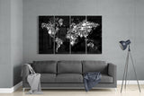 Dünya Haritası 4 Parça Mega Cam Tablo | 150x92 cm.