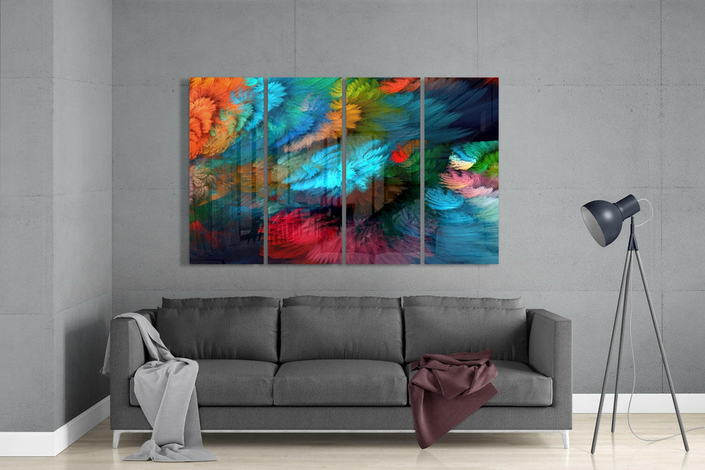 Renkli Dokunuşlar 4 Parça Mega Cam Tablo | 150x92 cm.