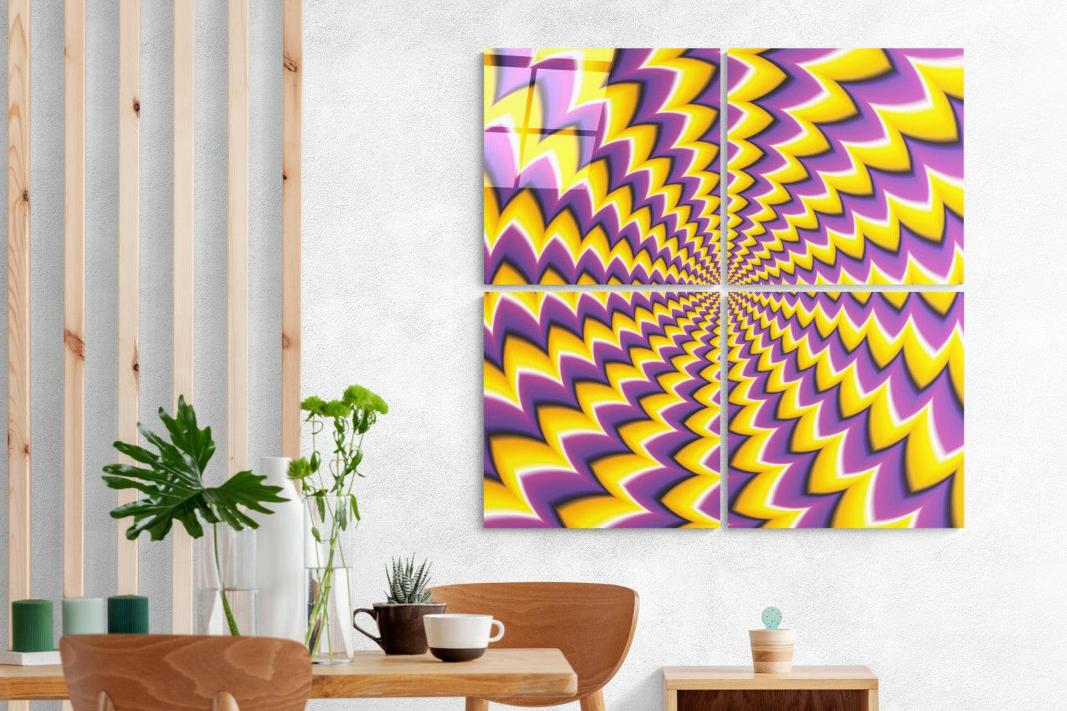 Sarı İlüzyon Quadro Cam Tablo.