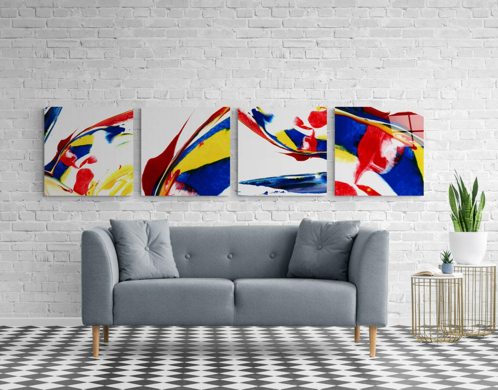 Kırmızının Dansı Quadro Cam Tablo.