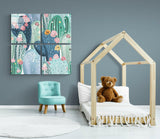 Kaktüs Quadro 4 Parçalı Cam Tablo.