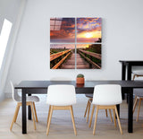 Ufuk Çizgisi Quadro 4 Parçalı Cam Tablo.