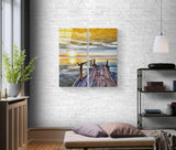 Gün Batımı Quadro 4 Parçalı Cam Tablo.