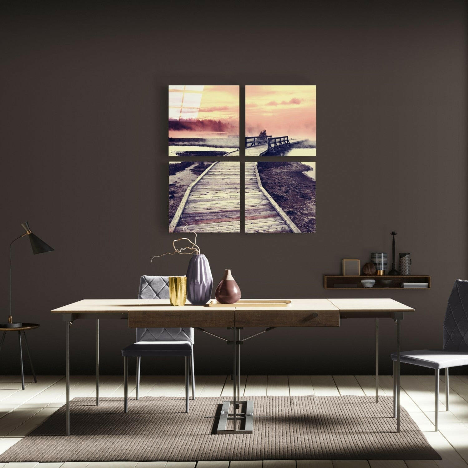 İskele Quadro 4 Parçalı Cam Tablo.