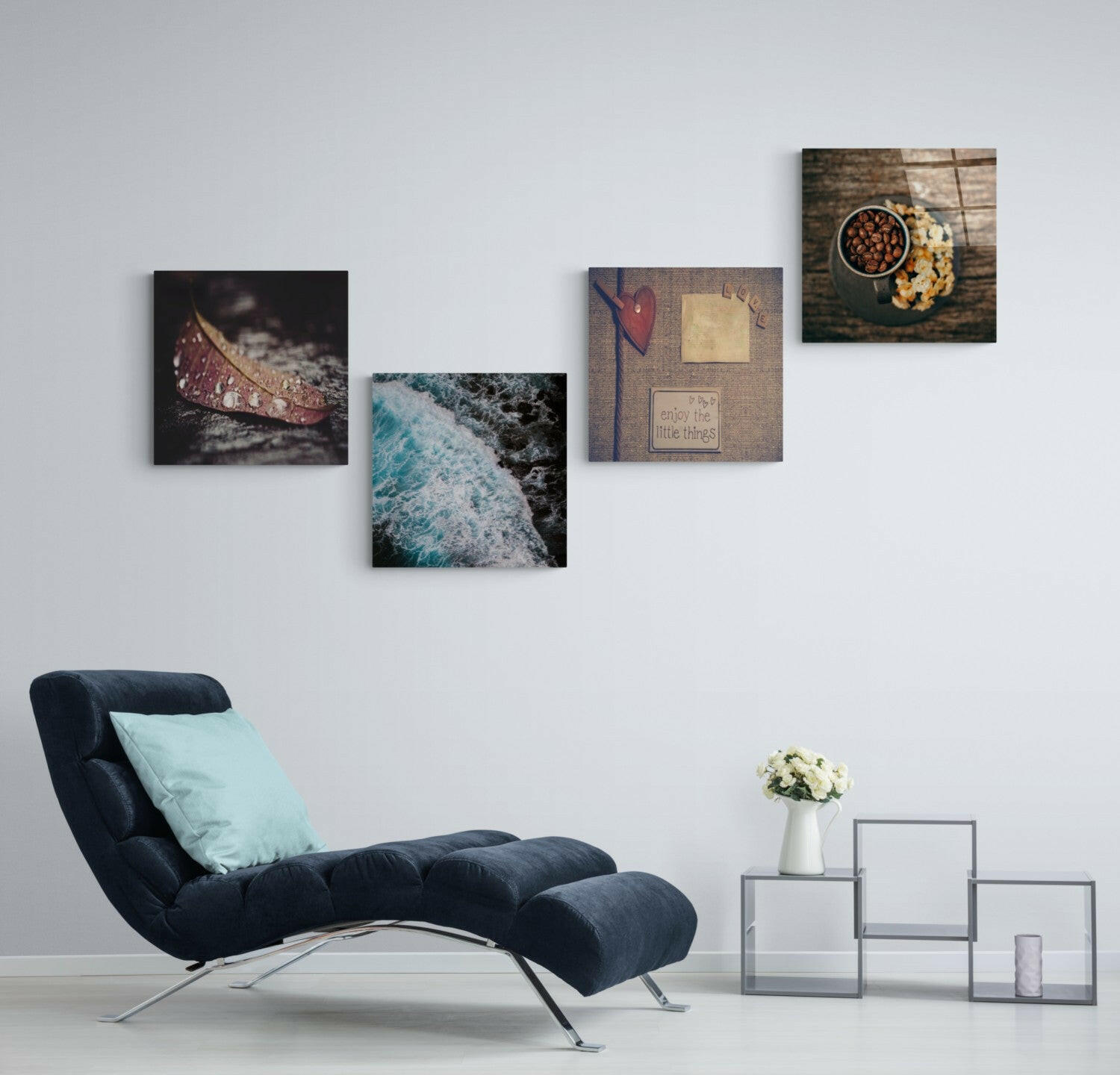 Küçük Şeyler Quadro 4 Parçalı Cam Tablo.