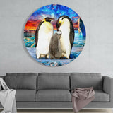 Penguen Ailesi Cam Tablo.