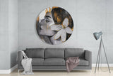 Çiçekli Kadın Cam Tablo.