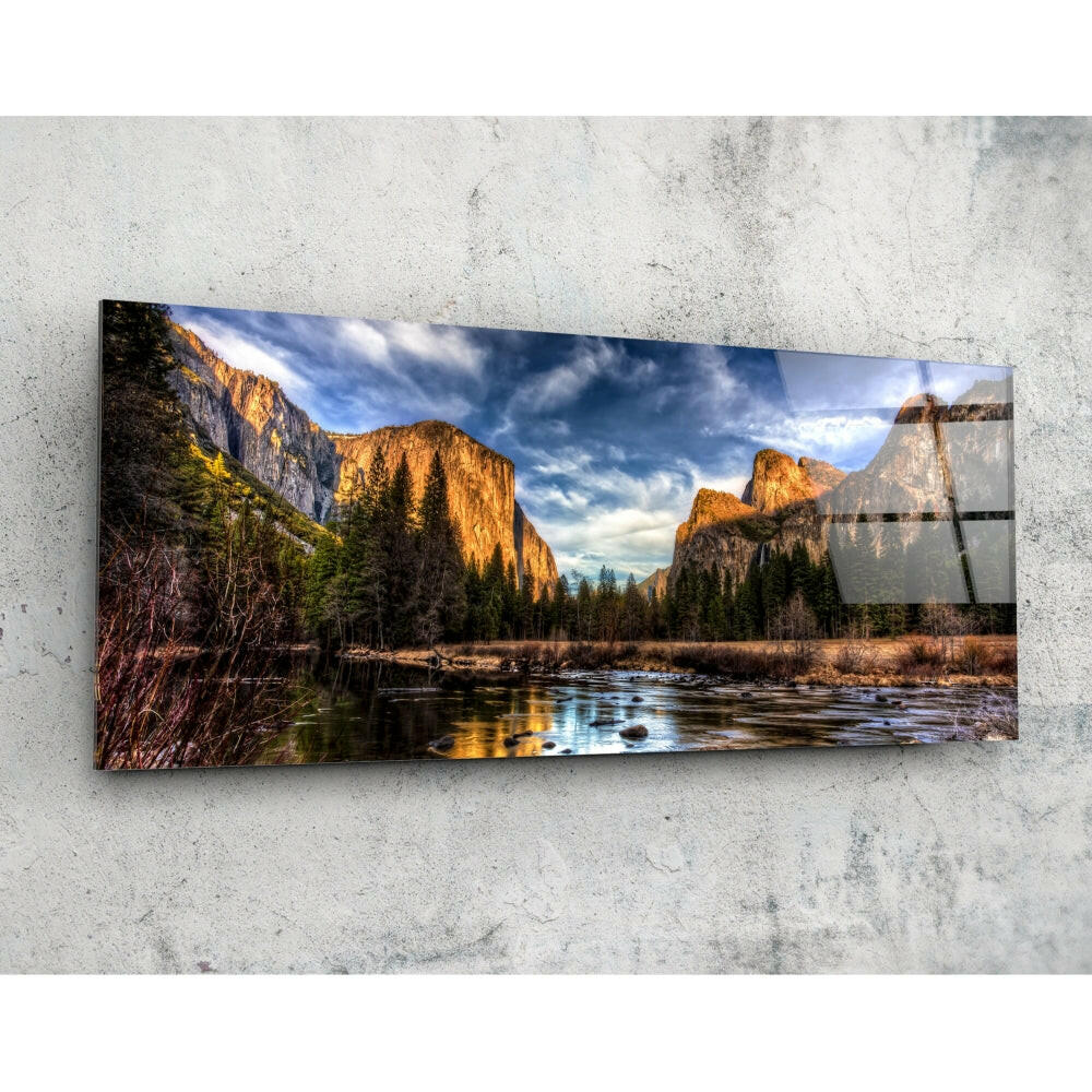 Dağ 92x36cm Cam Tablo.
