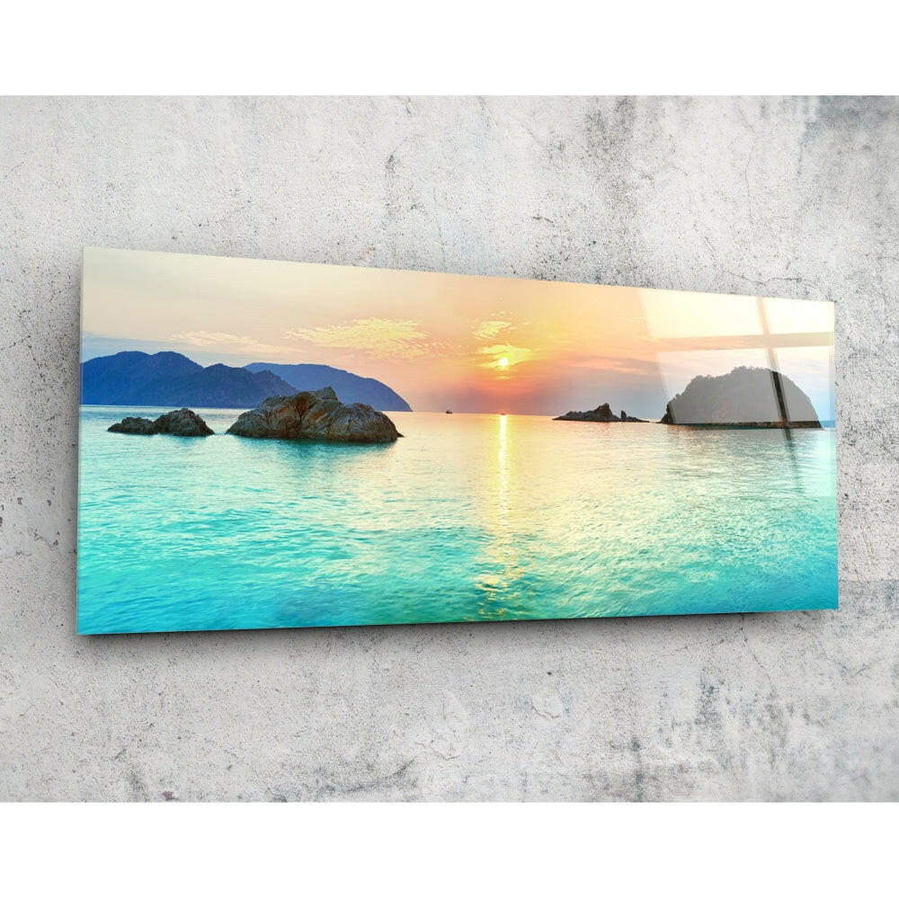 Deniz 92x36cm Cam Tablo.