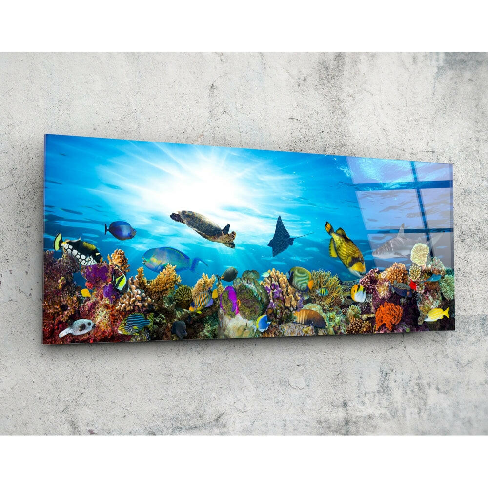 Deniz 92x36cm Cam Tablo.