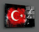 Türk Bayrağı Ve Atatürk Silüeti Cam Tablo.
