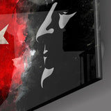 Türk Bayrağı Ve Atatürk Silüeti Cam Tablo.