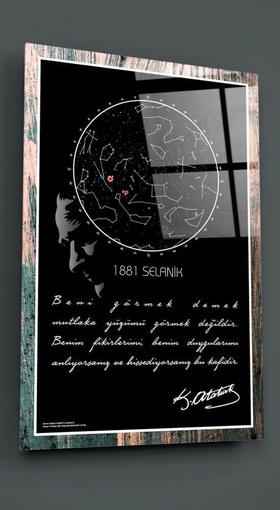 Gök Atlası Atatürk Cam Tablo.