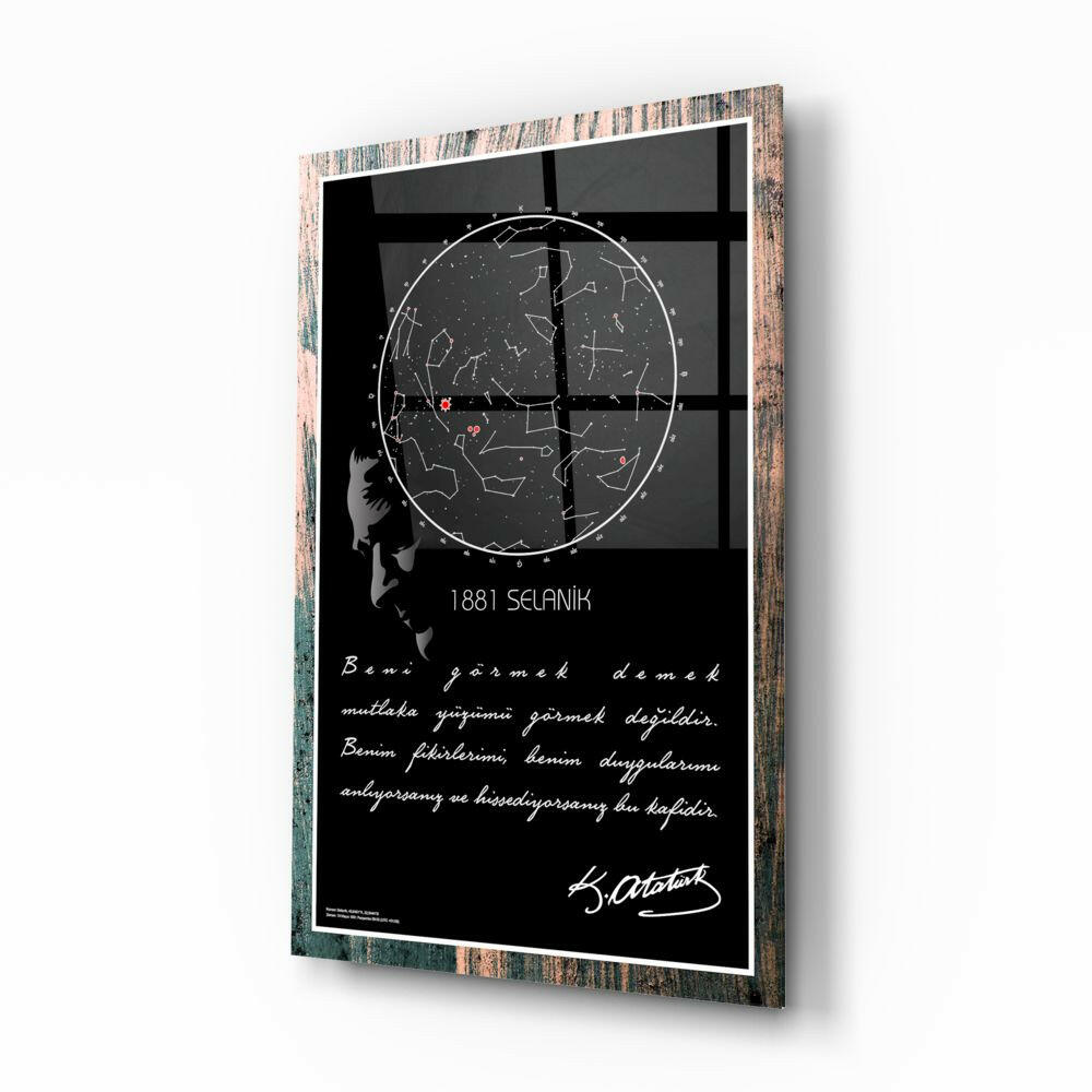 Gök Atlası Atatürk Cam Tablo.