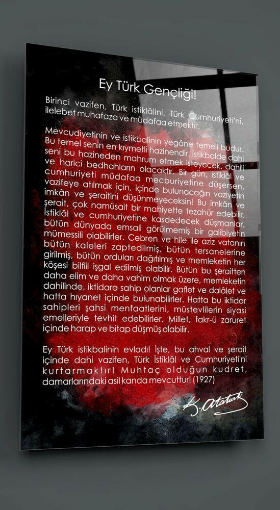 Gençliğe Hitabe Cam Tablo.