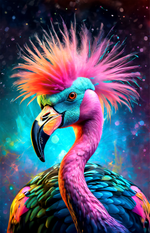Eklektik Flamingo — Hissedilebilir 3D Dokulu Baskı